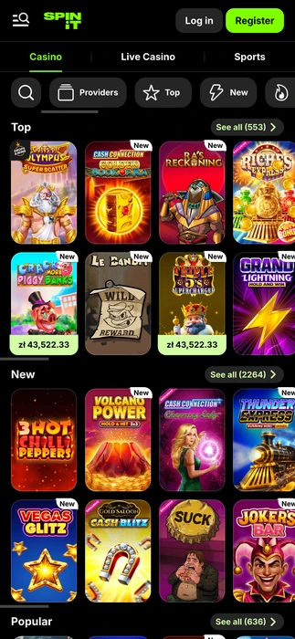 Spinit gry — automaty, jackpoty i kasyno na żywo