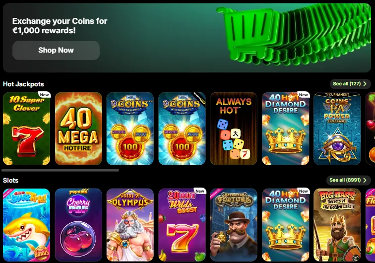 Spinit Casino Games Selection